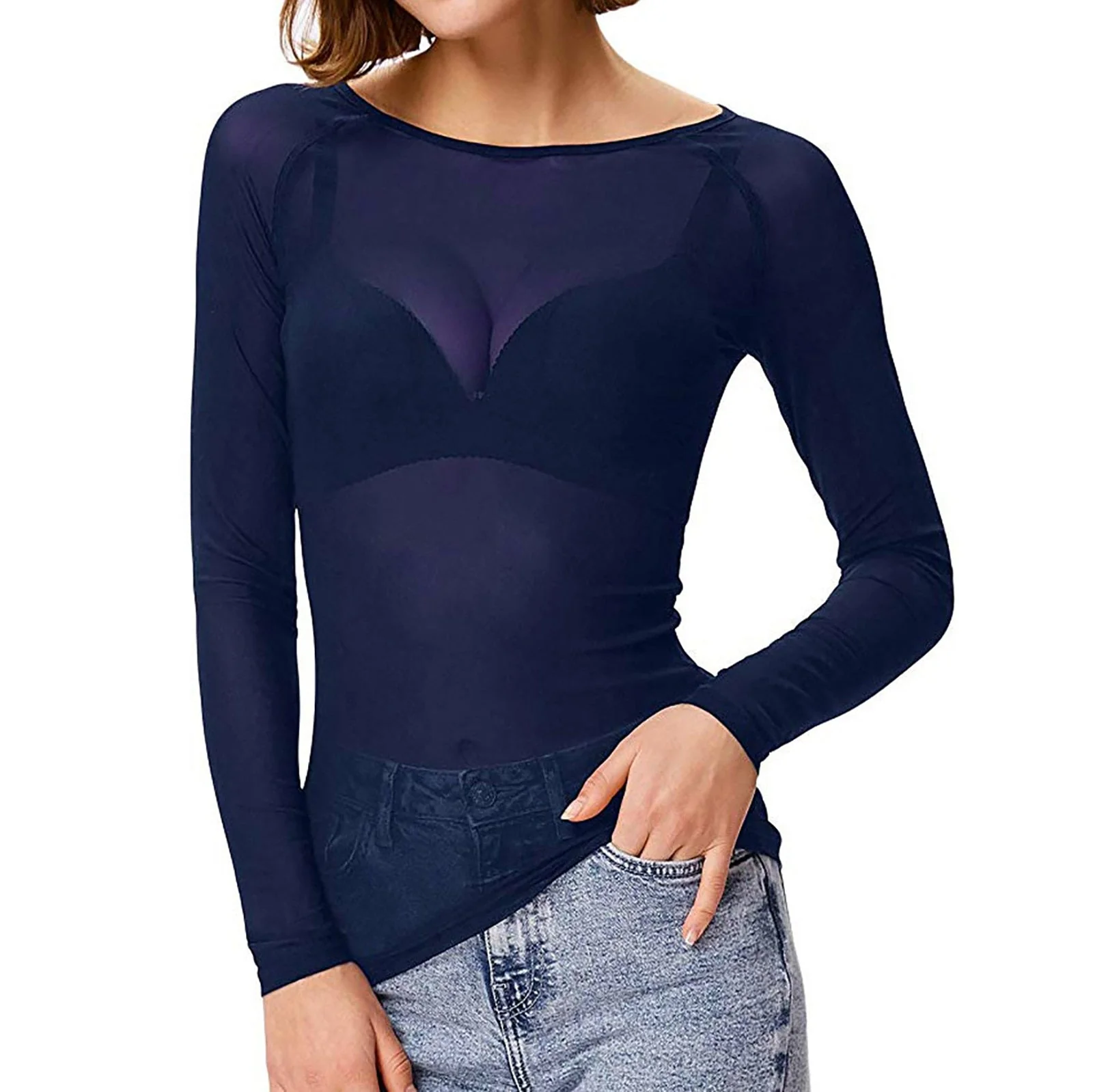 Selena® | Haut en maille transparent à Manches longues for women - Image 3