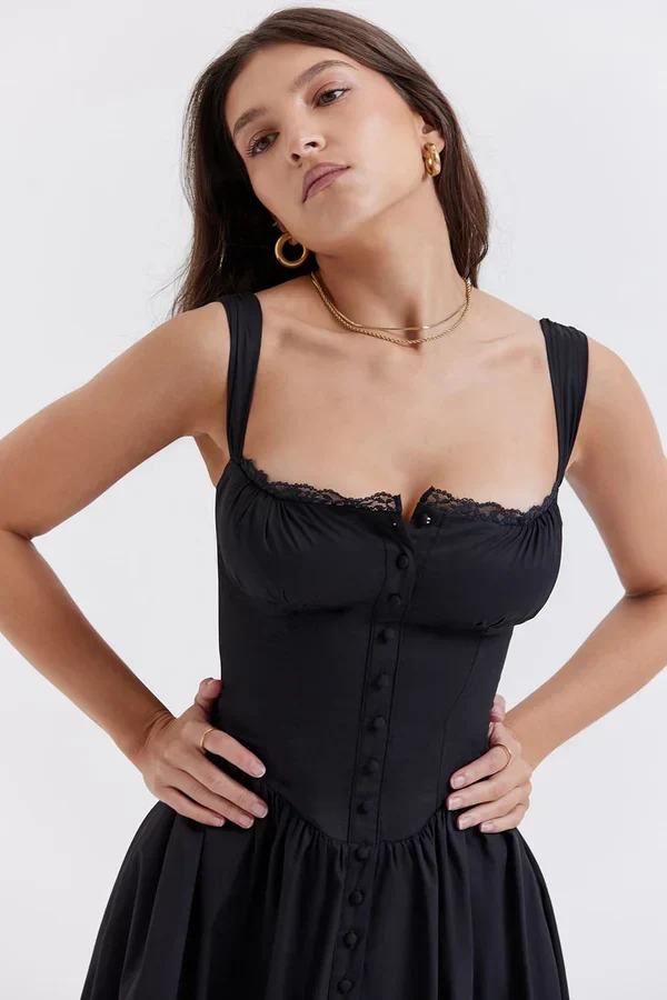 Sharon® | Black Midi Sundress
