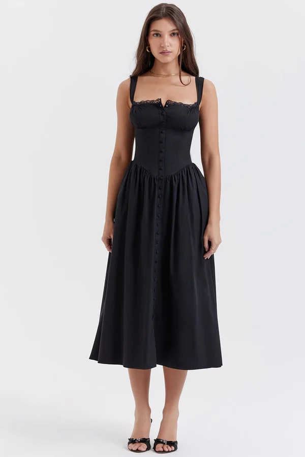 Sharon® | Black Midi Sundress - Image 2