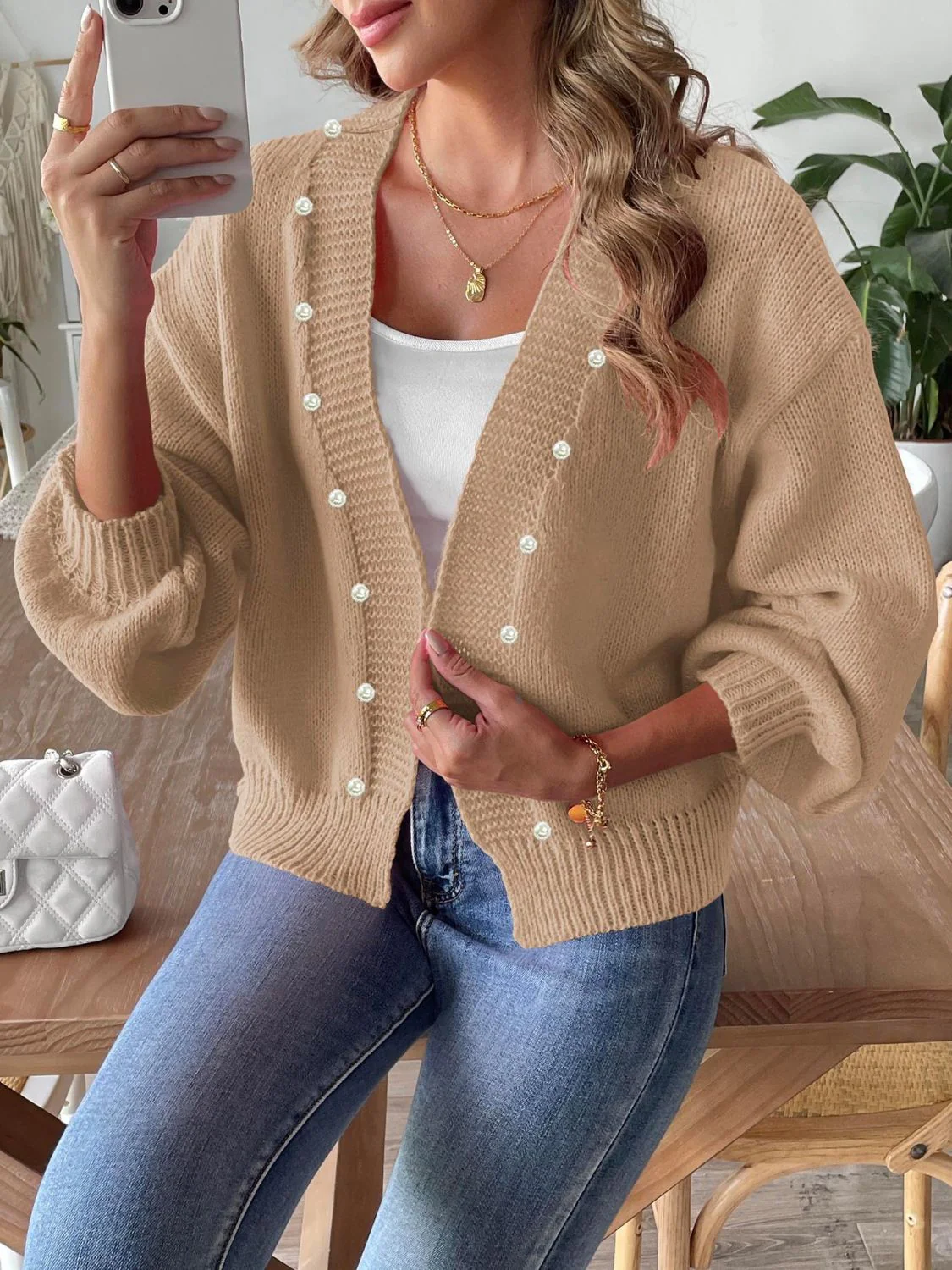 Sibylle | Beaded cardigan with long sleeves and an open front - Image 15