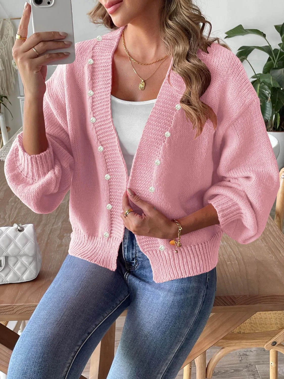 Sibylle | Beaded cardigan with long sleeves and an open front - Image 7