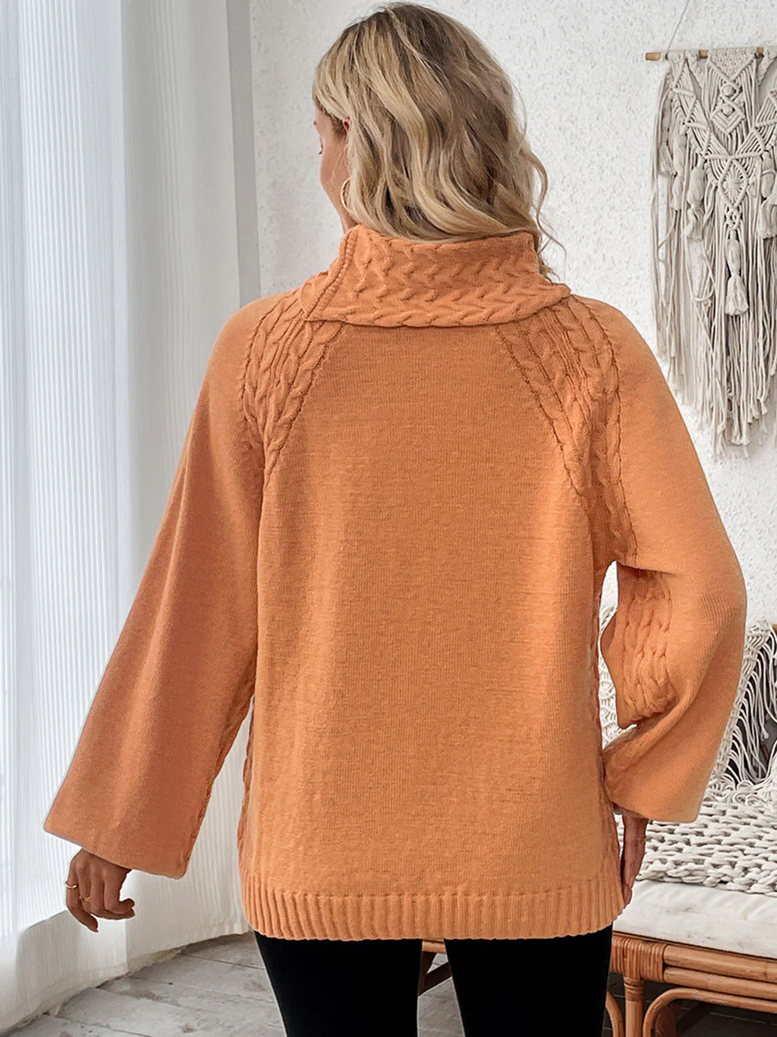 Silvia | Cable knit turtleneck sweater with long sleeves - Image 6