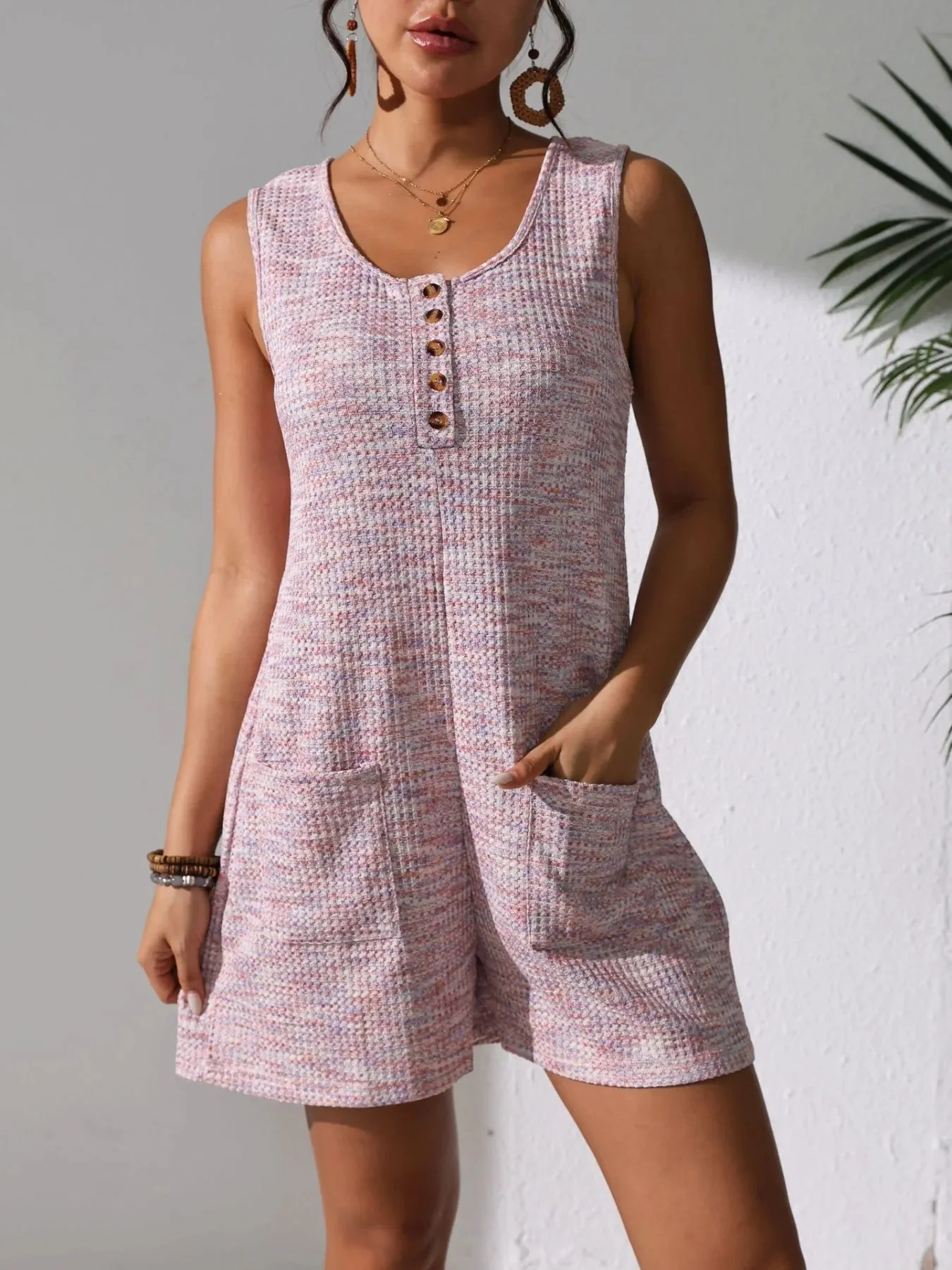 Silvia® | Casual Sleeveless Button-Down Romper With Pockets - Image 4