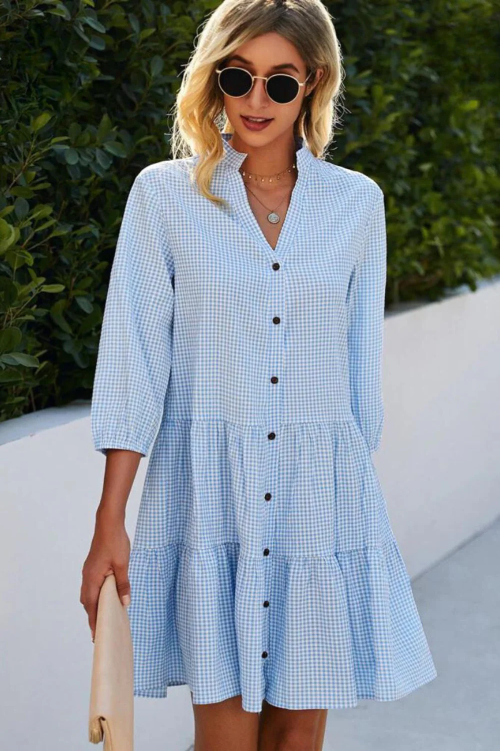 Silvia® | Checked V-Neck Dress - Image 3