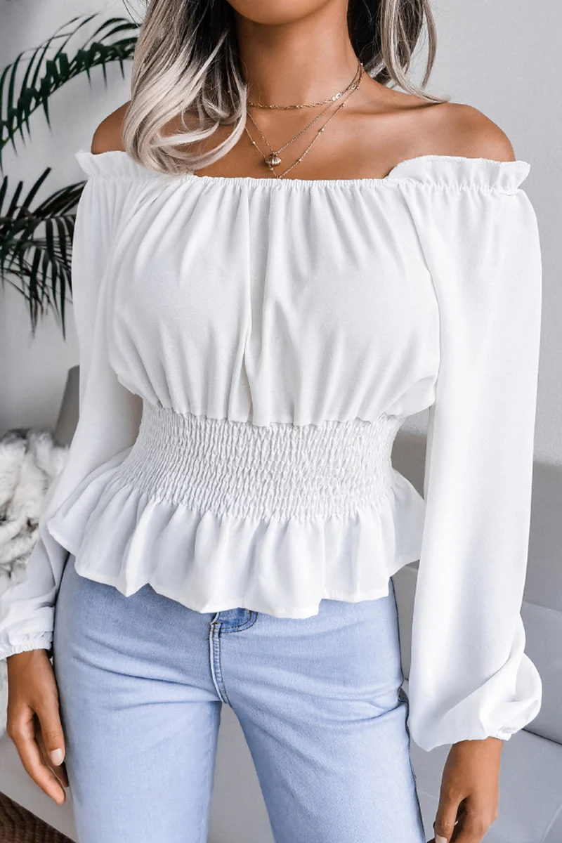 Silvia® | Elegant Off-The-Shoulder Long-Sleeved Blouse With Ruffle Hem - Image 2