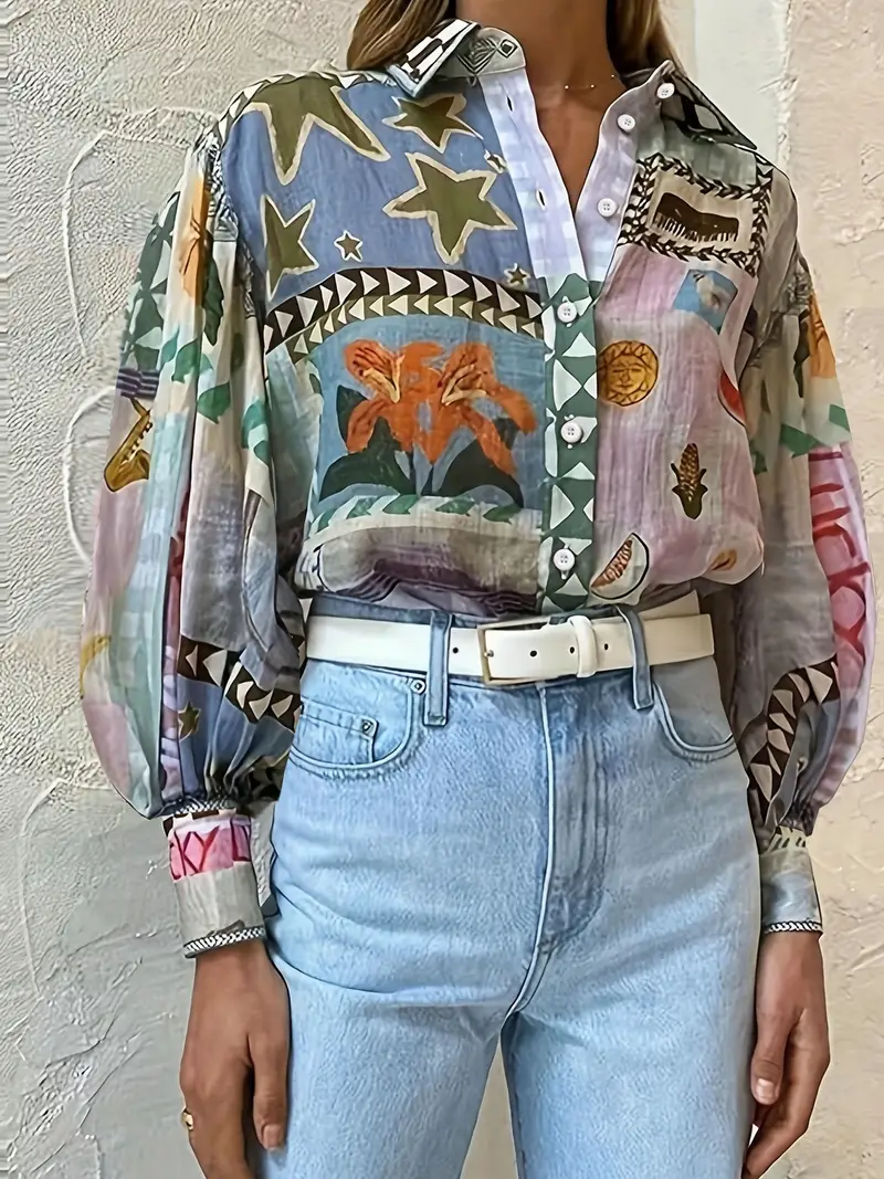 Silvia® | Long-Sleeved Artistic Blouse - Image 2