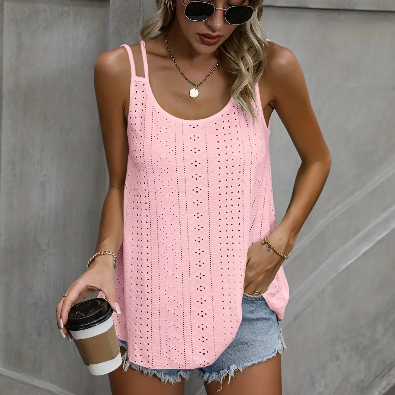 Silvia® | Solid Eyelet Cami Top - Image 3