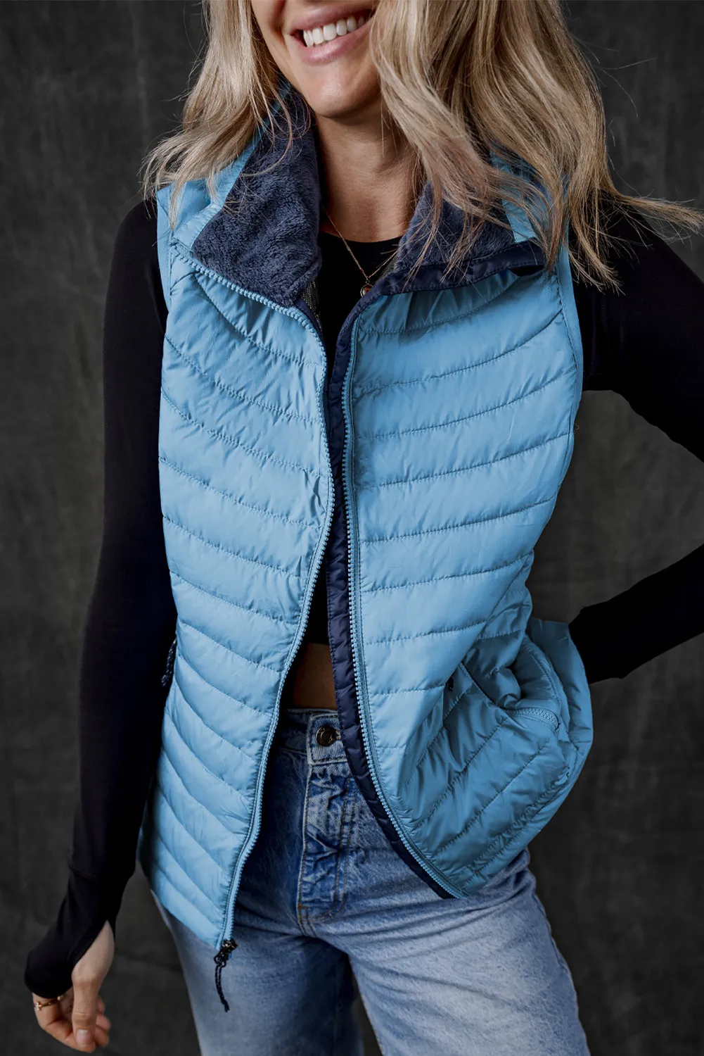 Silvia | Vest coat with zip and pockets - Image 3
