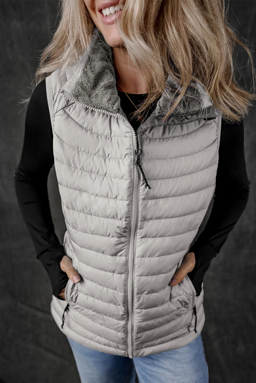 Silvia | Vest coat with zip and pockets - Image 5