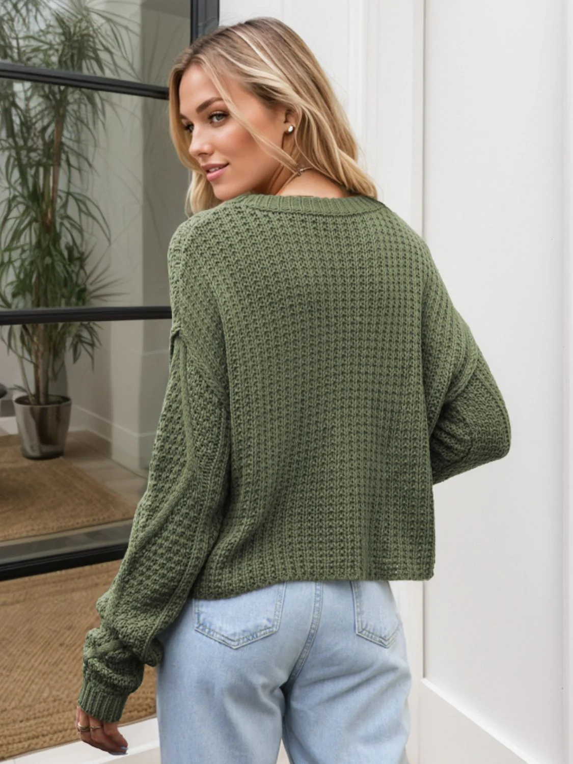 Simona | Cable knit sweater with a crew neck and dropped shoulders - Image 12