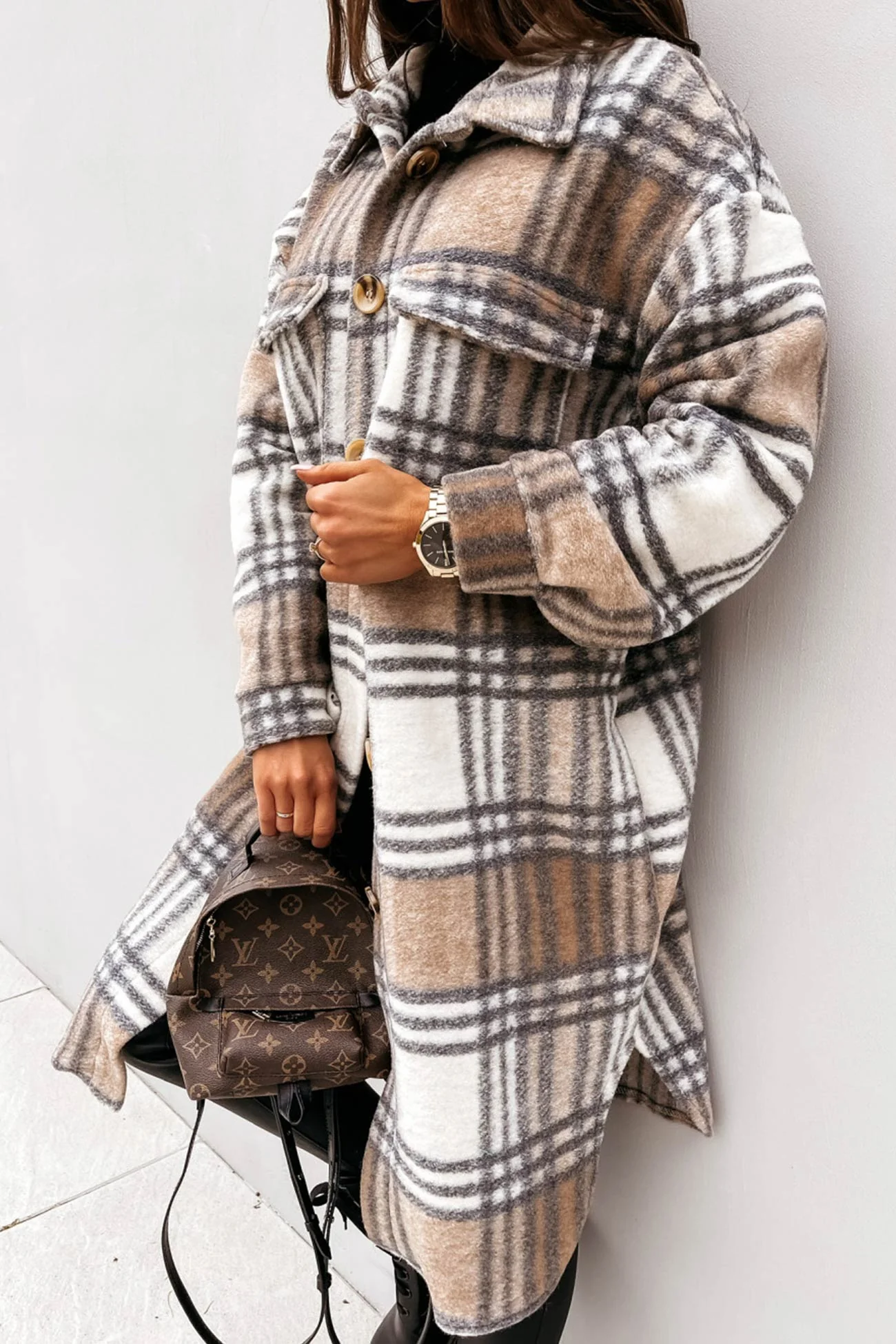 Simona | Checked single-breasted shirt jacket - Image 2