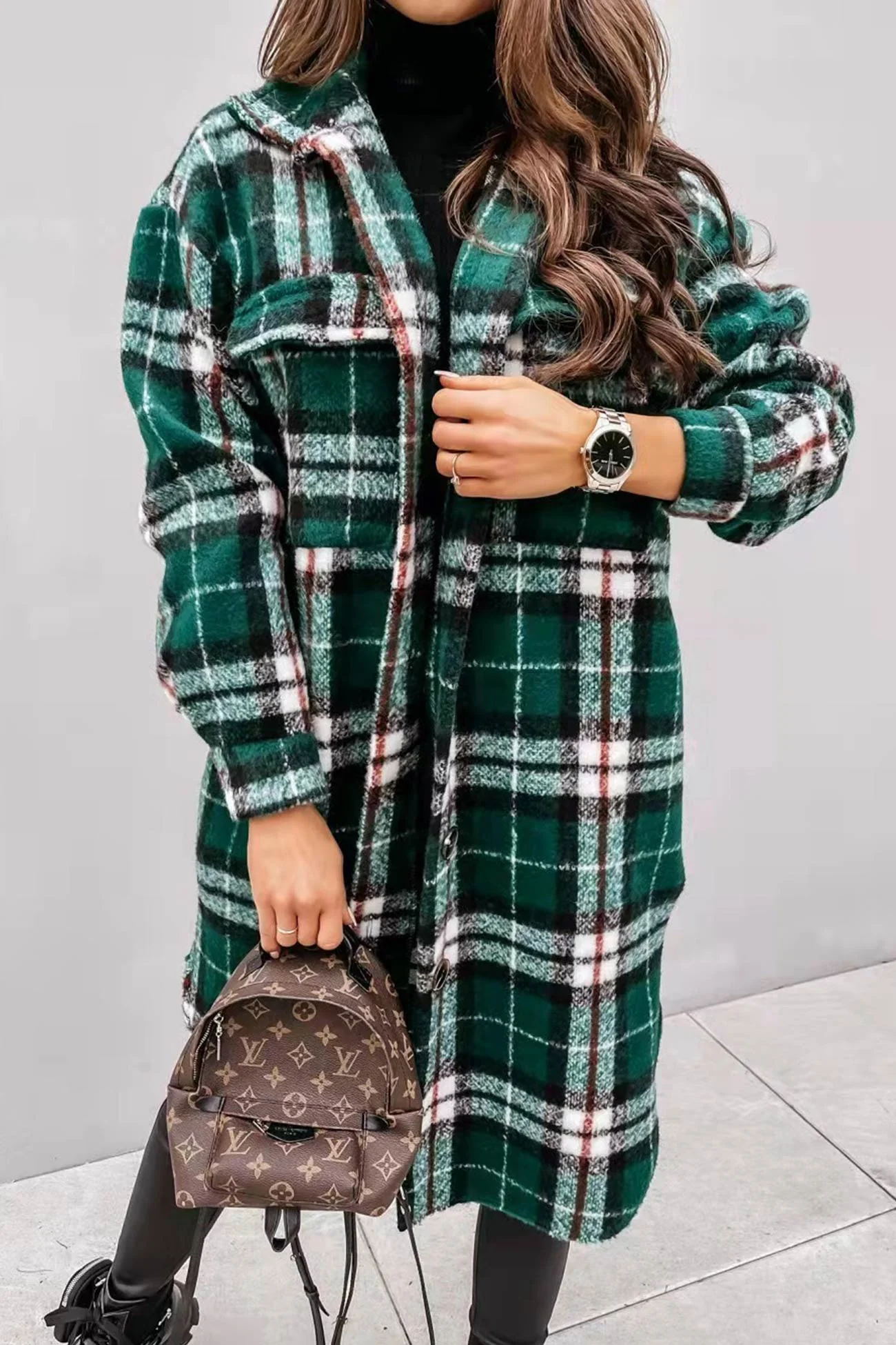Simona | Checked single-breasted shirt jacket - Image 26