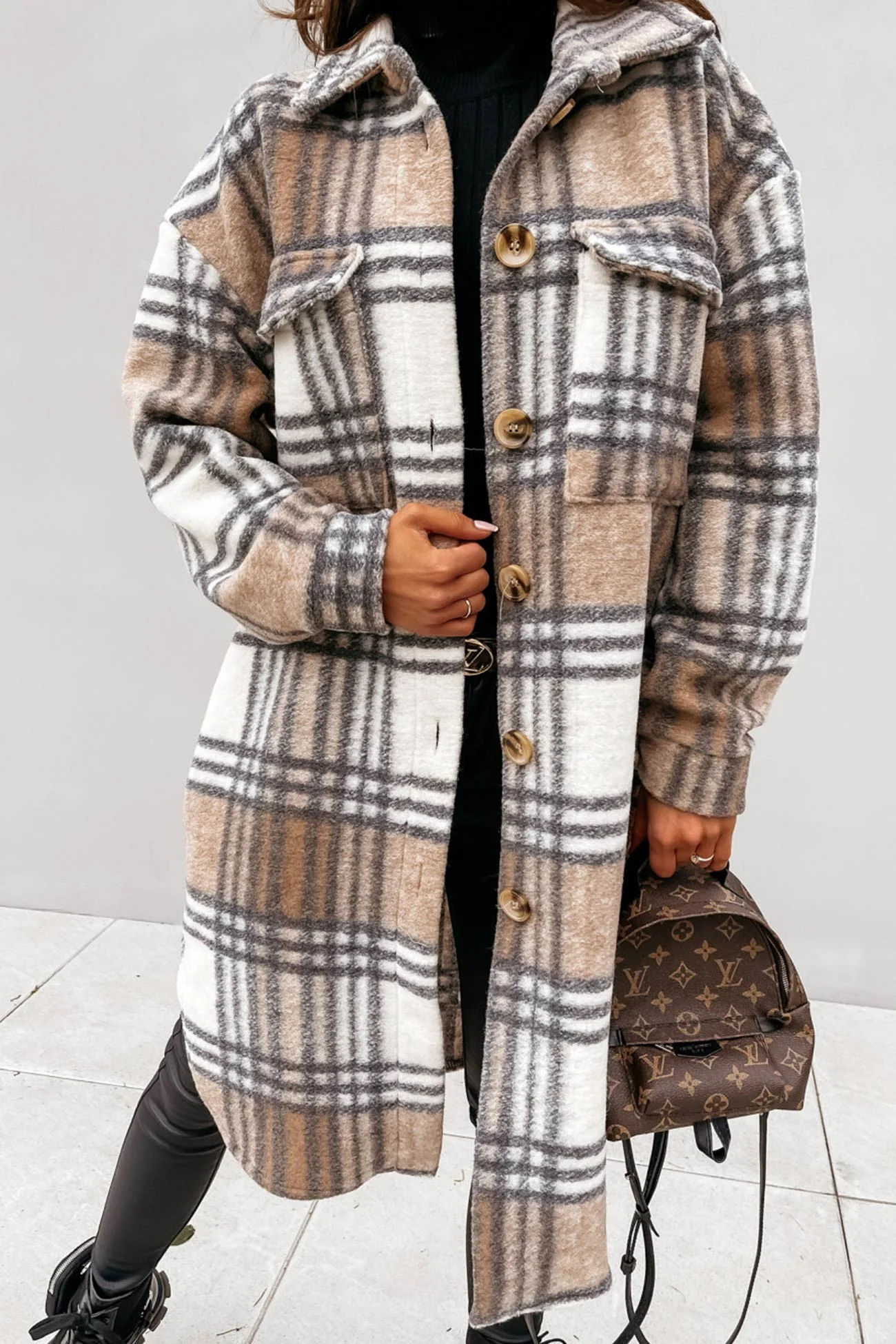 Simona | Checked single-breasted shirt jacket - Image 3
