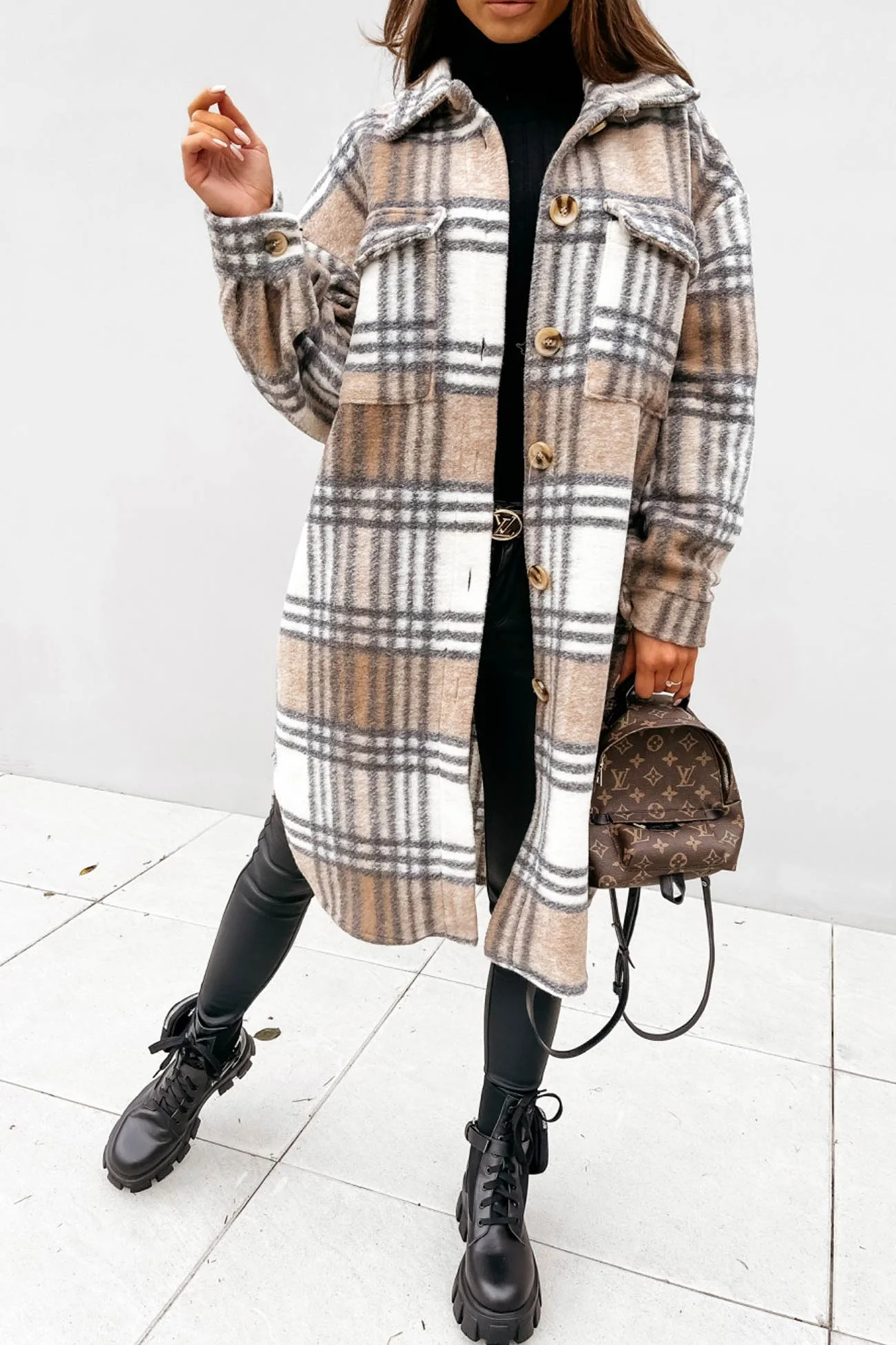 Simona | Checked single-breasted shirt jacket - Image 6