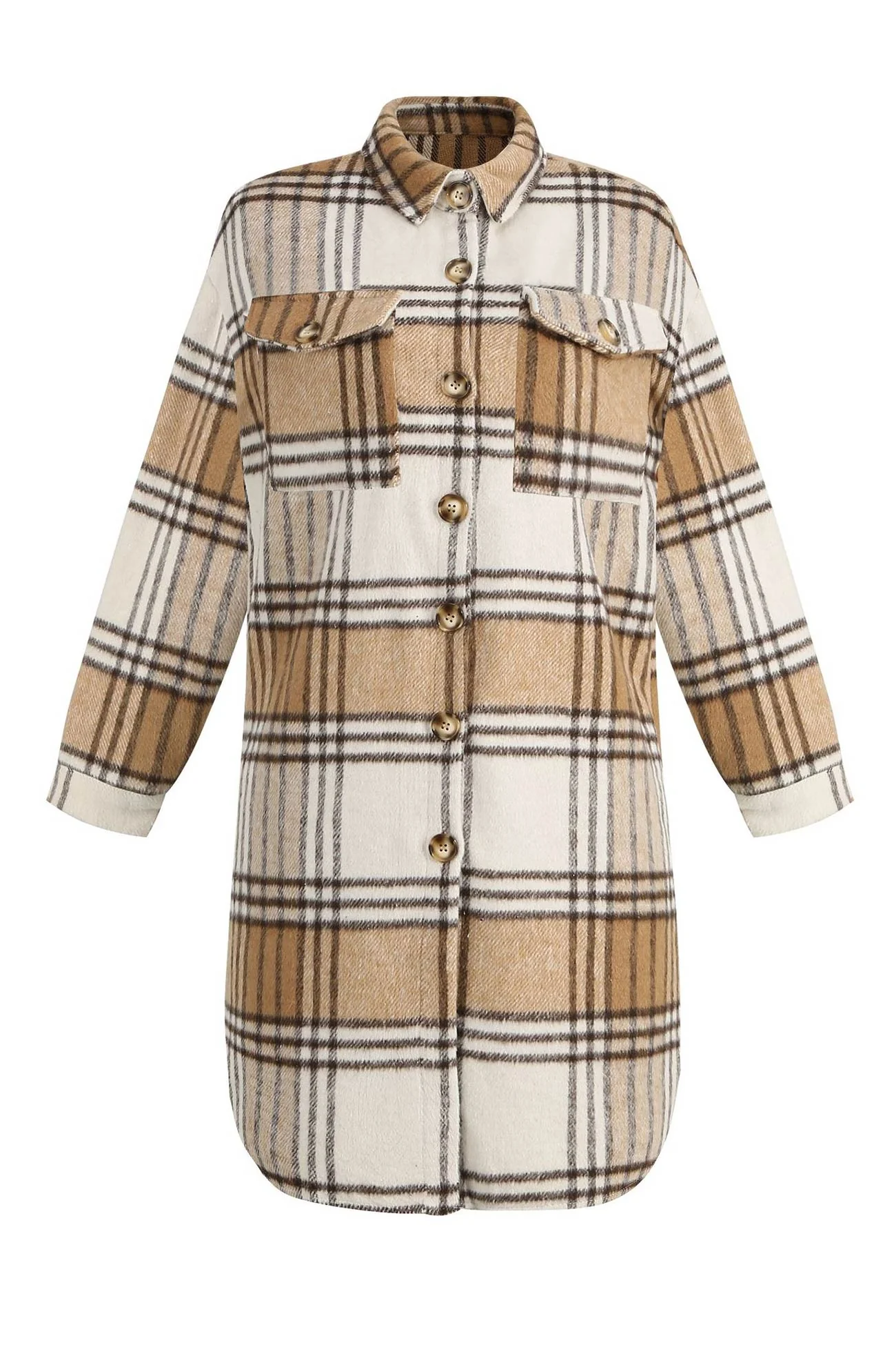 Simona | Checked single-breasted shirt jacket - Image 7