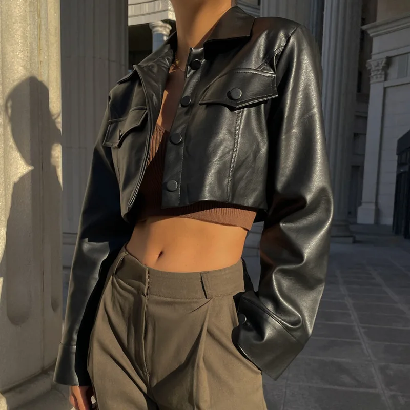 Simona | Leather jacket for women with long sleeves - Image 3