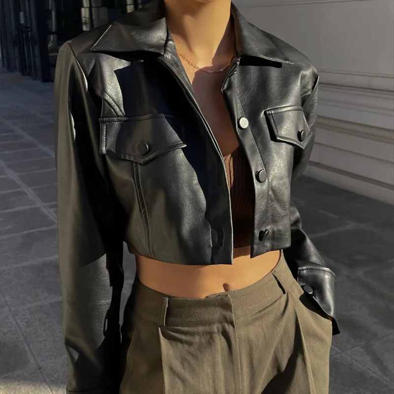 Simona | Leather jacket for women with long sleeves - Image 4