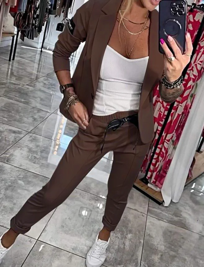 Simone | Elegant cotton jacket and trousers - Image 5