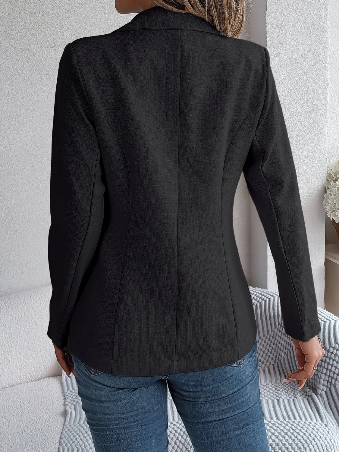 Simone | Long-sleeved blazer with decorative lapel collar and pocket flap - Image 14