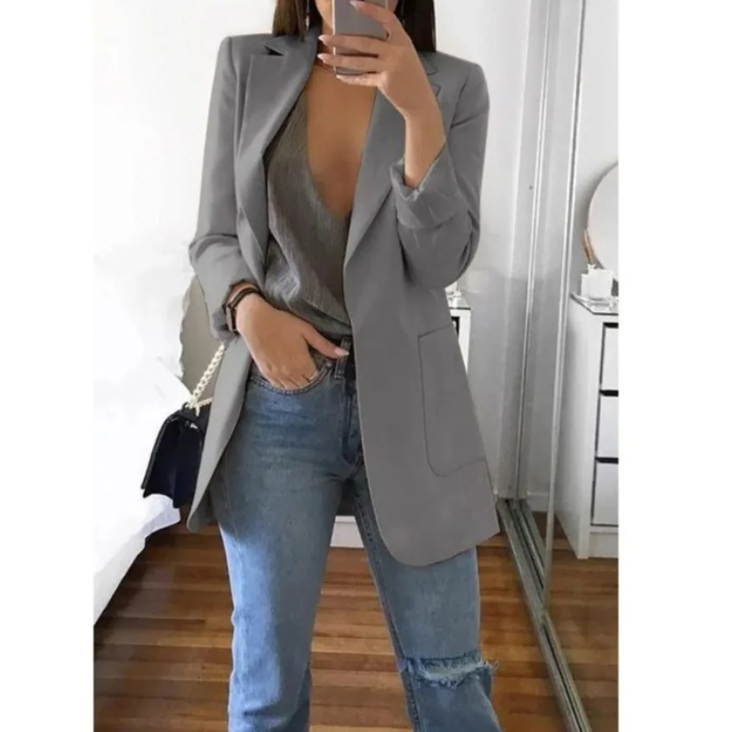 Simone | Long women's blazer - Image 15