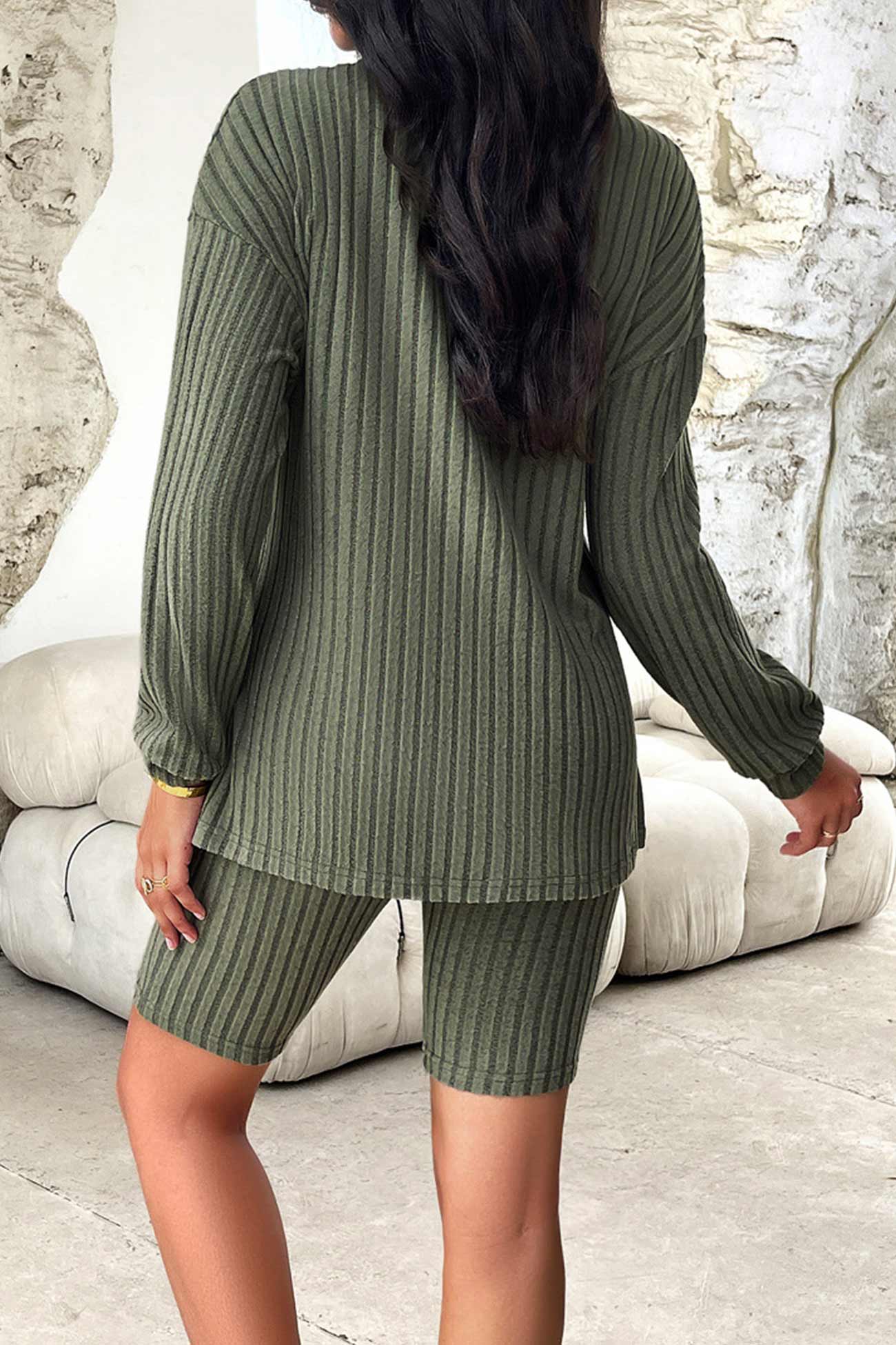Simone | Solid ribbed knit top and shorts set - Image 12