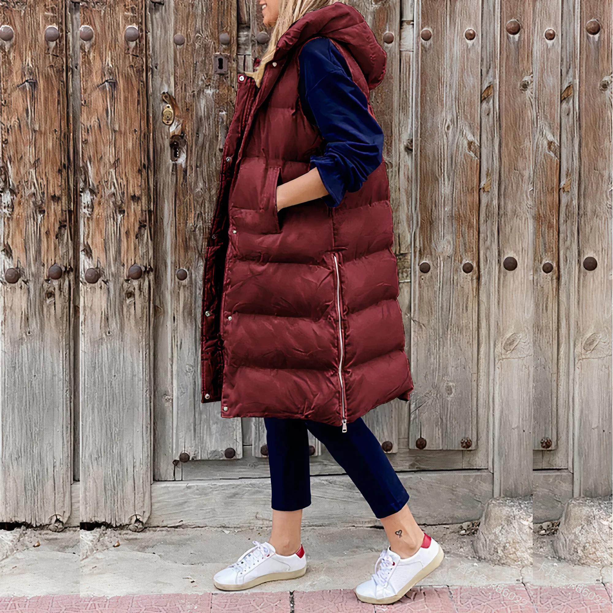 Simone | Long vest with hood - Image 5