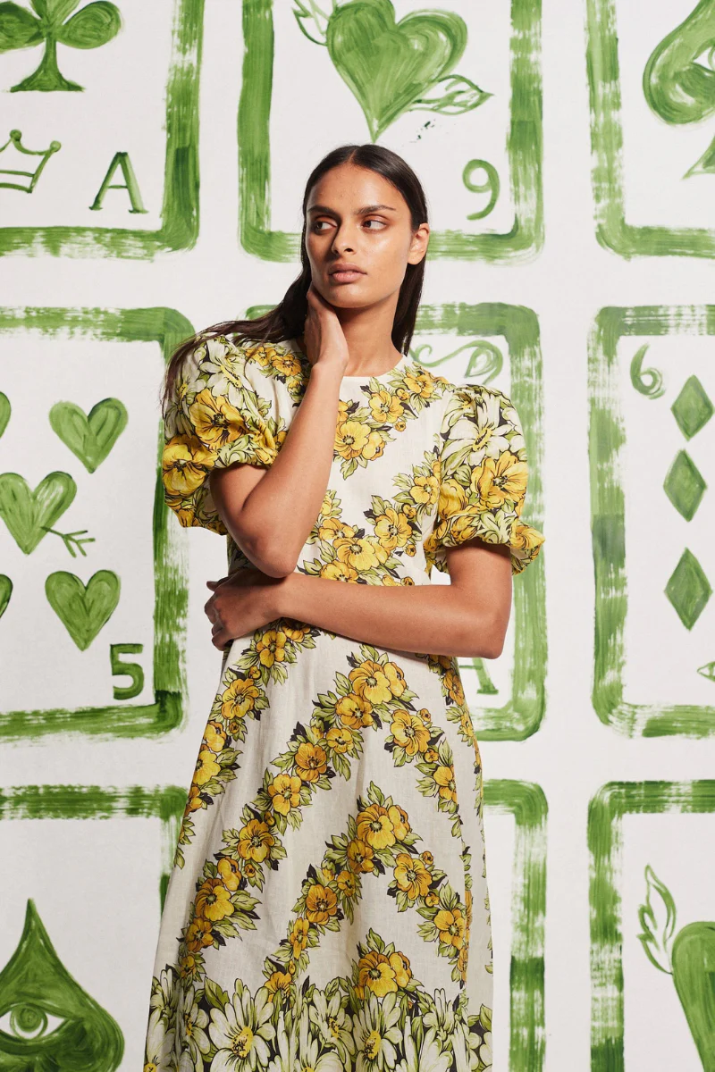 Sofía® | Yellow Round Neck Maxi Dress With Floral Print - Image 3