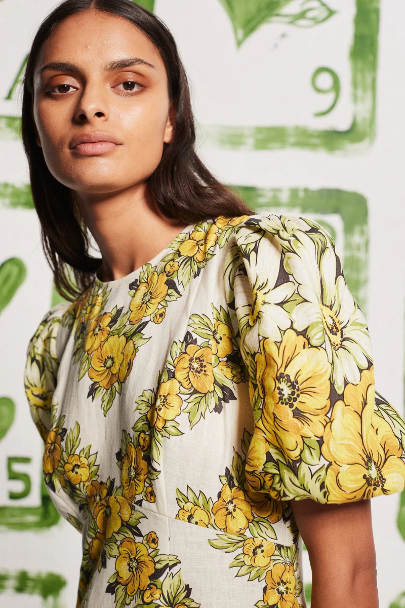 Sofía® | Yellow Round Neck Maxi Dress With Floral Print - Image 4