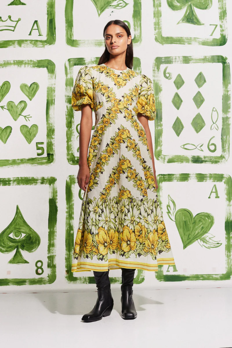 Sofía® | Yellow Round Neck Maxi Dress With Floral Print - Image 6