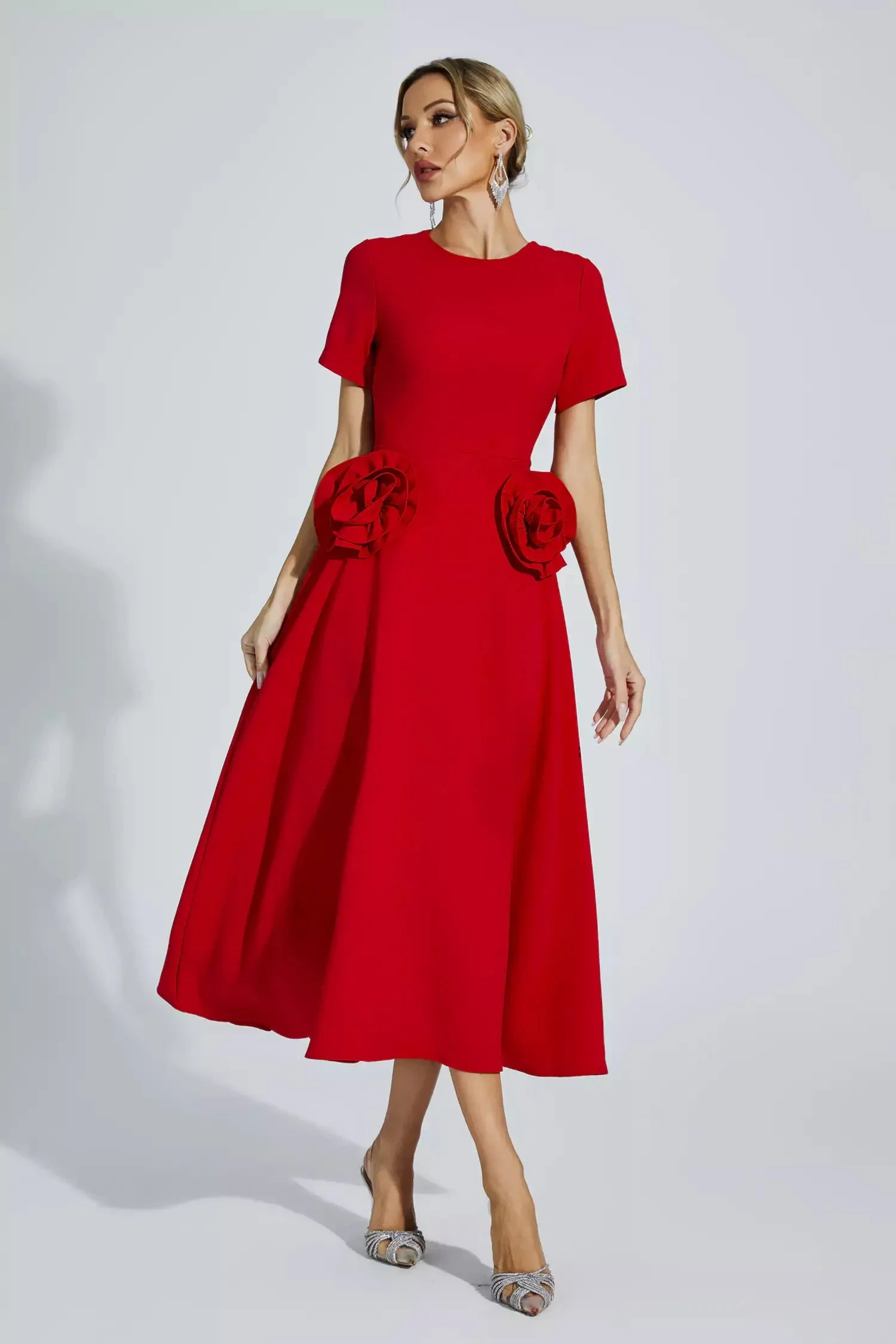 Sol® | Grace Short-Sleeved Midi Dress With Floral - Image 3