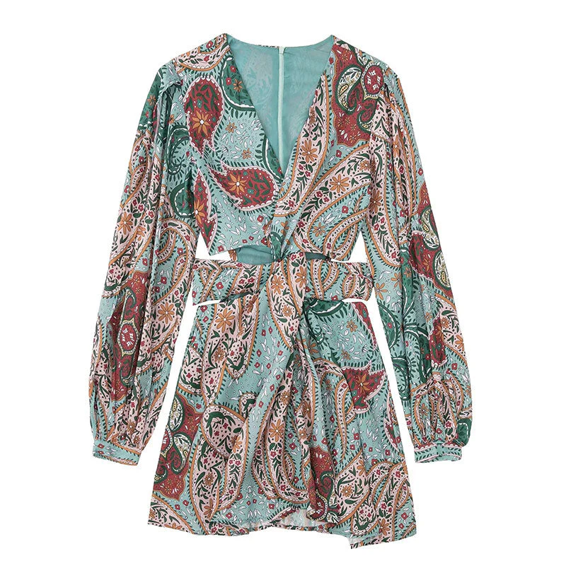 Sol® | Printed V-Neck Mini Dress - Image 5