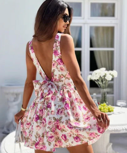Sol® | Women'S Floral Backless Mini Dress - Image 5