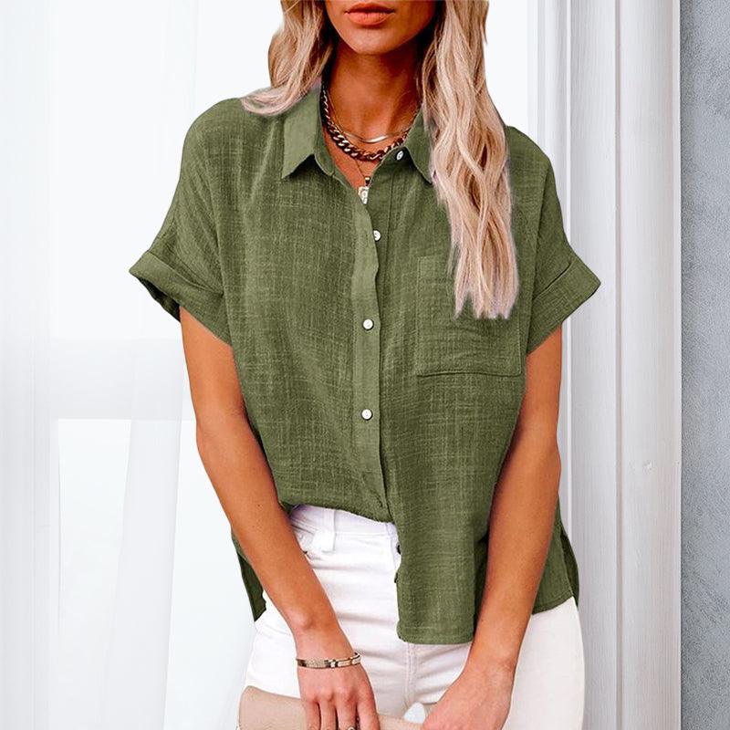 Soledad® | Casual Linen Short Sleeve Blouse - Image 10
