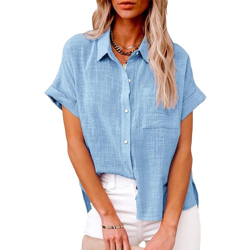 Soledad® | Casual Linen Short Sleeve Blouse - Image 3