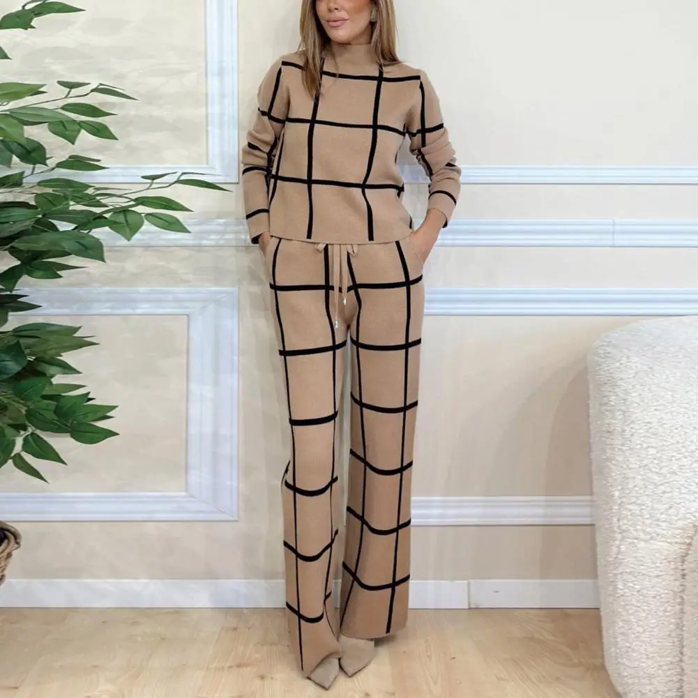 Soledad | Checked long sleeve shirt and high waist wide leg trousers - Image 3