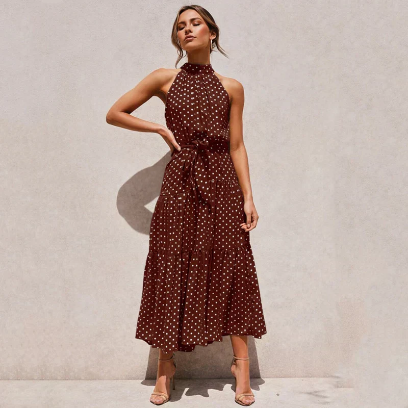 Soledad® | Lavish Dotted Halterneck Dress - Image 4