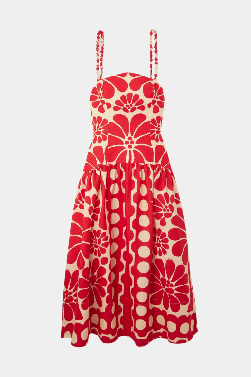 Soledad® | Red Spaghetti Strap Maxi Dress With Floral Print - Image 3
