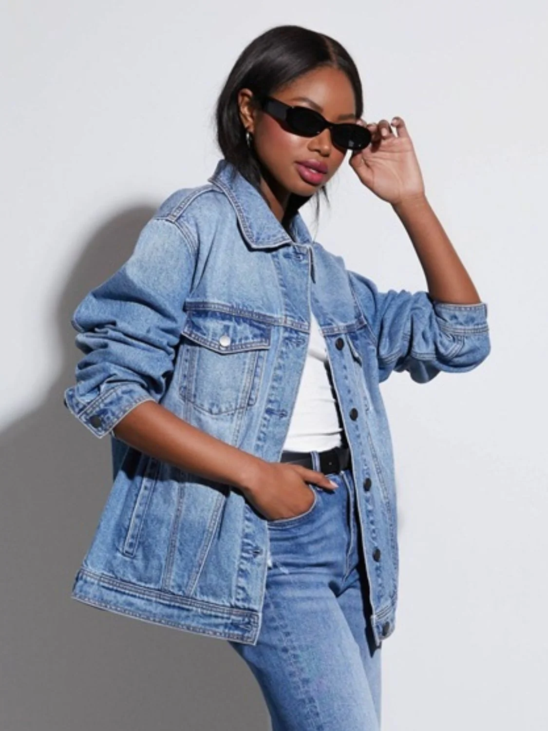 Solveig | Denim jacket with button placket and collar - Image 4