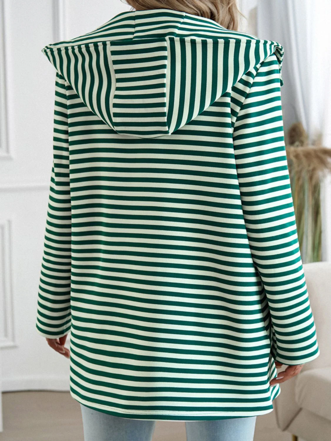 Solveig | Striped long sleeve hooded outerwear - Image 2