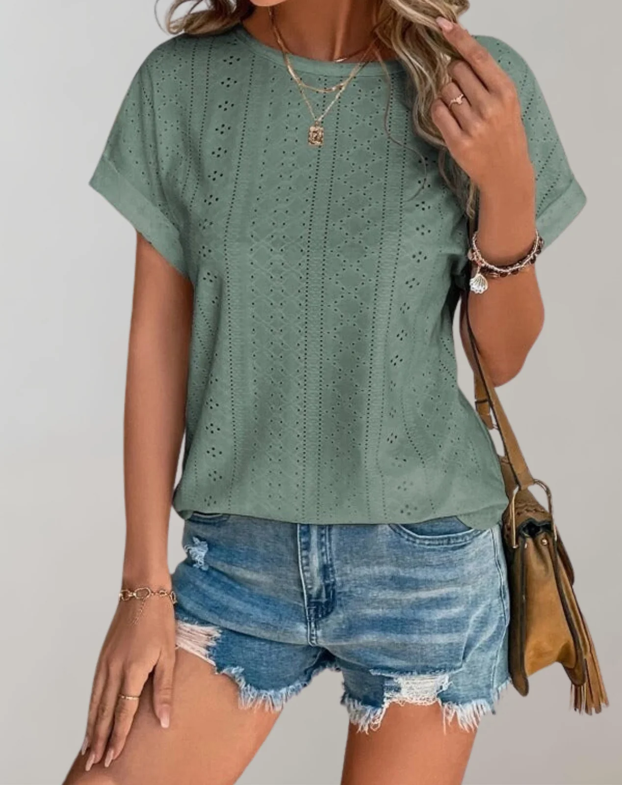 Sonia® | Elegant Top With Eyelet Embroidery
