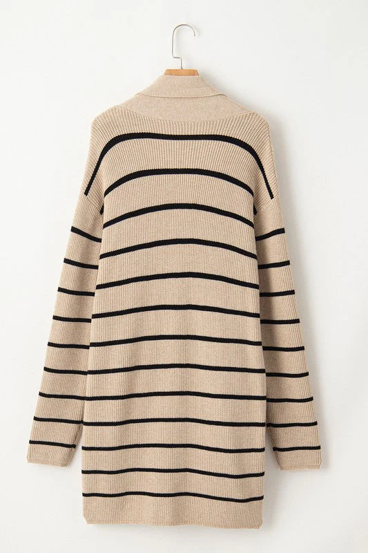 Sonia | Striped cardigan with side pockets and open front - Image 7