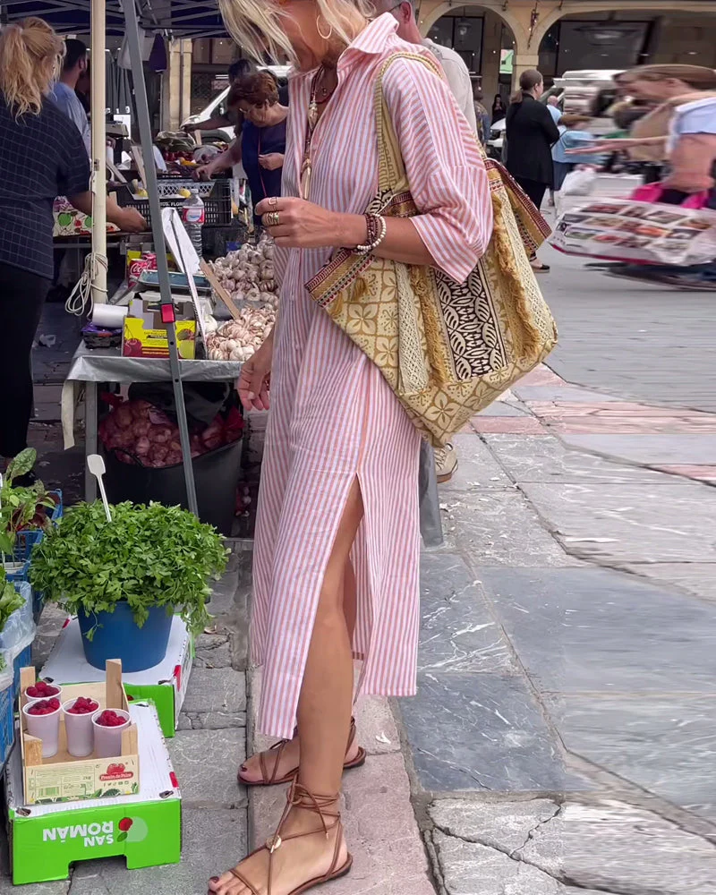 Sonia® | Striped Casual Dress With Cuffs And Slits