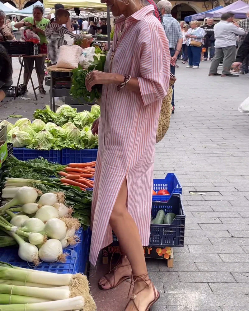 Sonia® | Striped Casual Dress With Cuffs And Slits - Image 6
