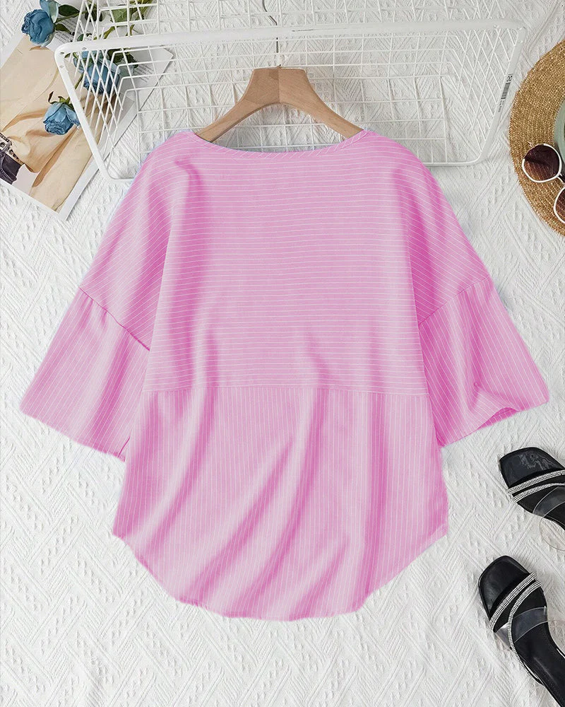 Soraya® | Striped Round-Neck Blouse With Half-Length Sleeves - Image 6