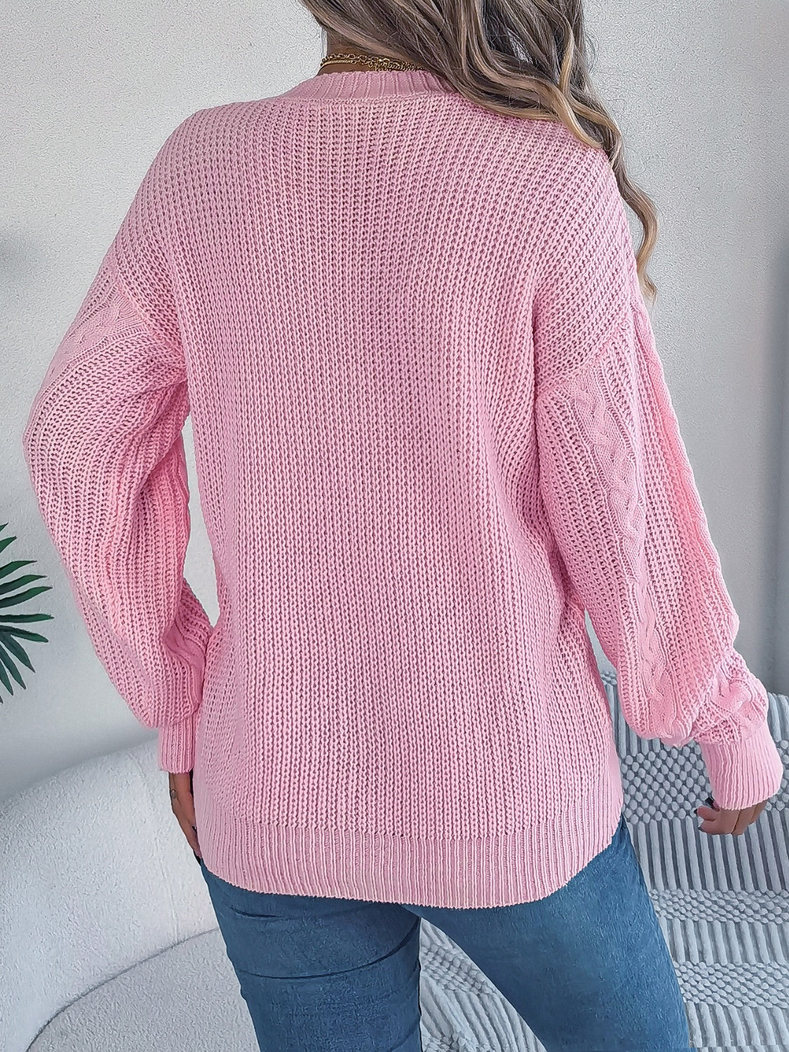 Stefanie | Cable knit cardigan with long sleeves - Image 2