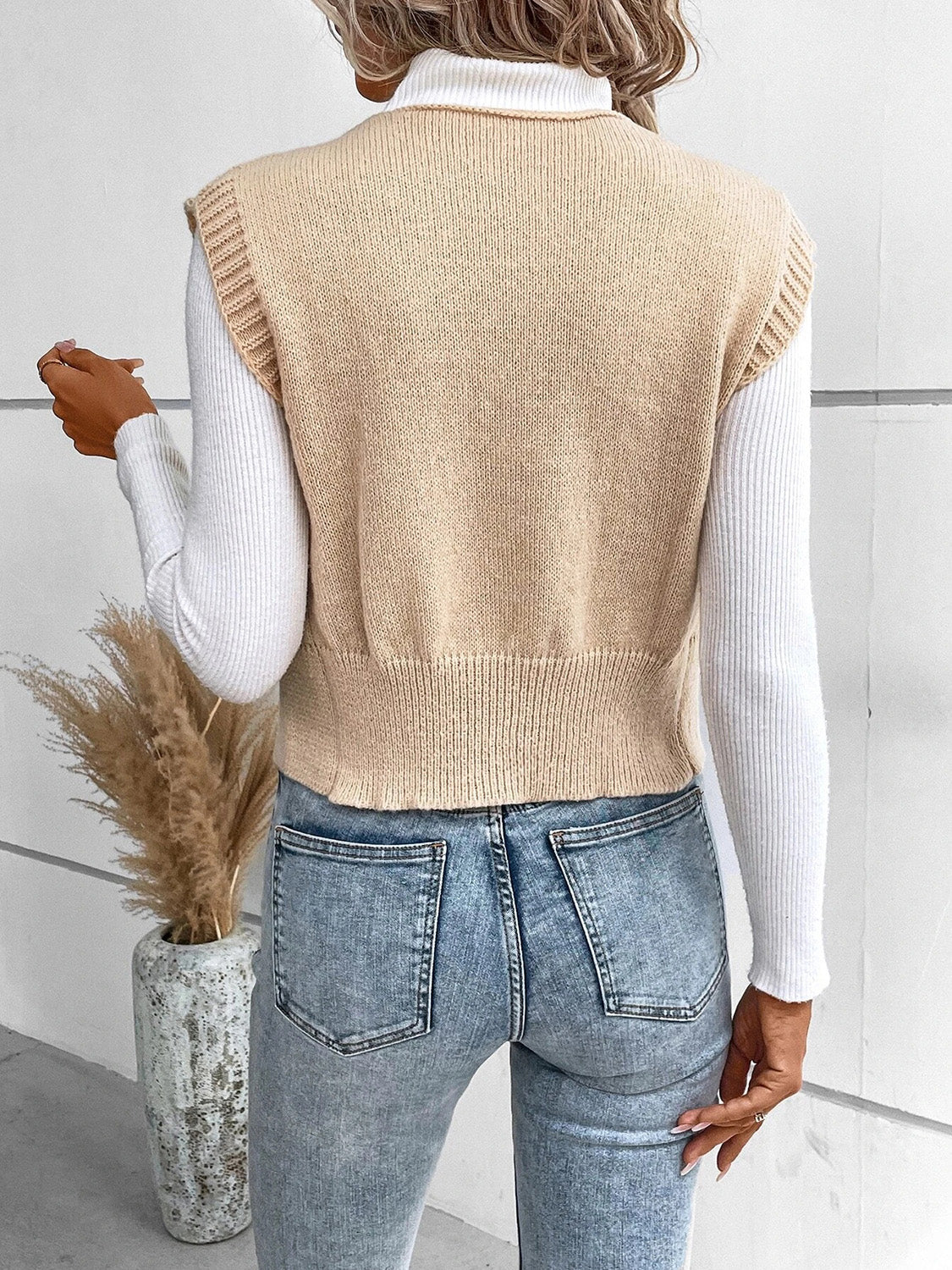 Stefanie | Full size button down V-neck sweater vest - Image 3