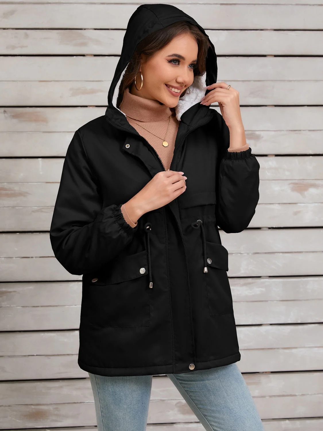 Stefanie | Hooded jacket with drawstring and long sleeves - Image 10