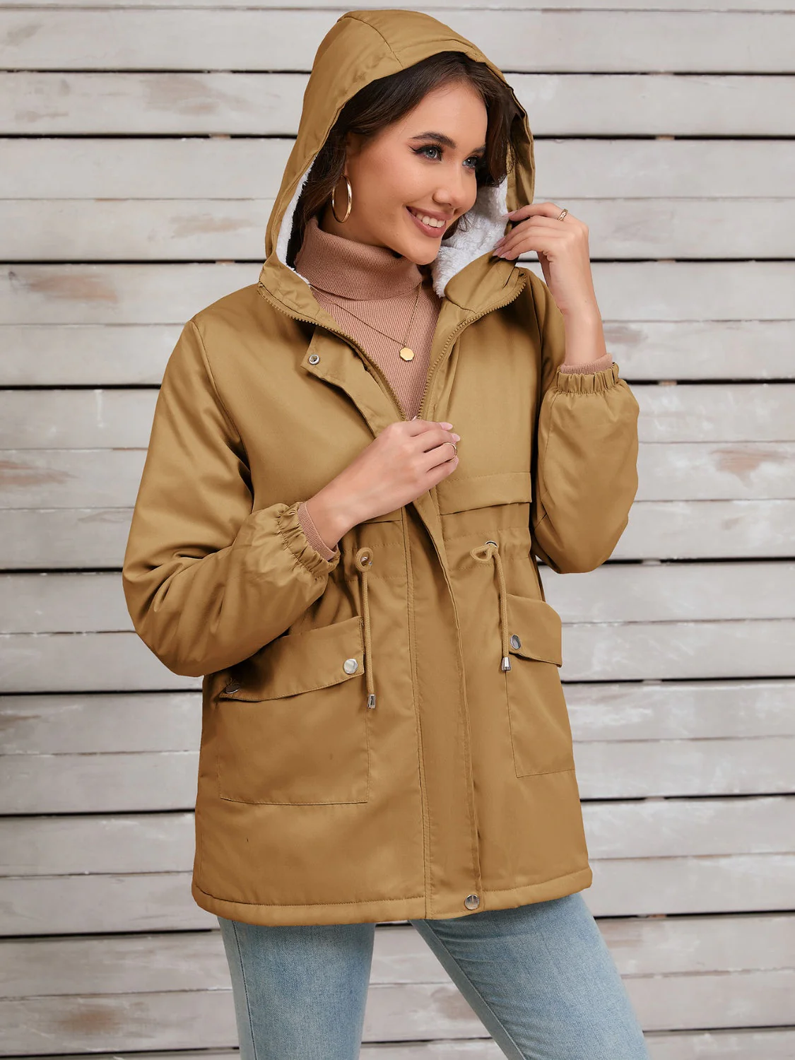 Stefanie | Hooded jacket with drawstring and long sleeves - Image 16
