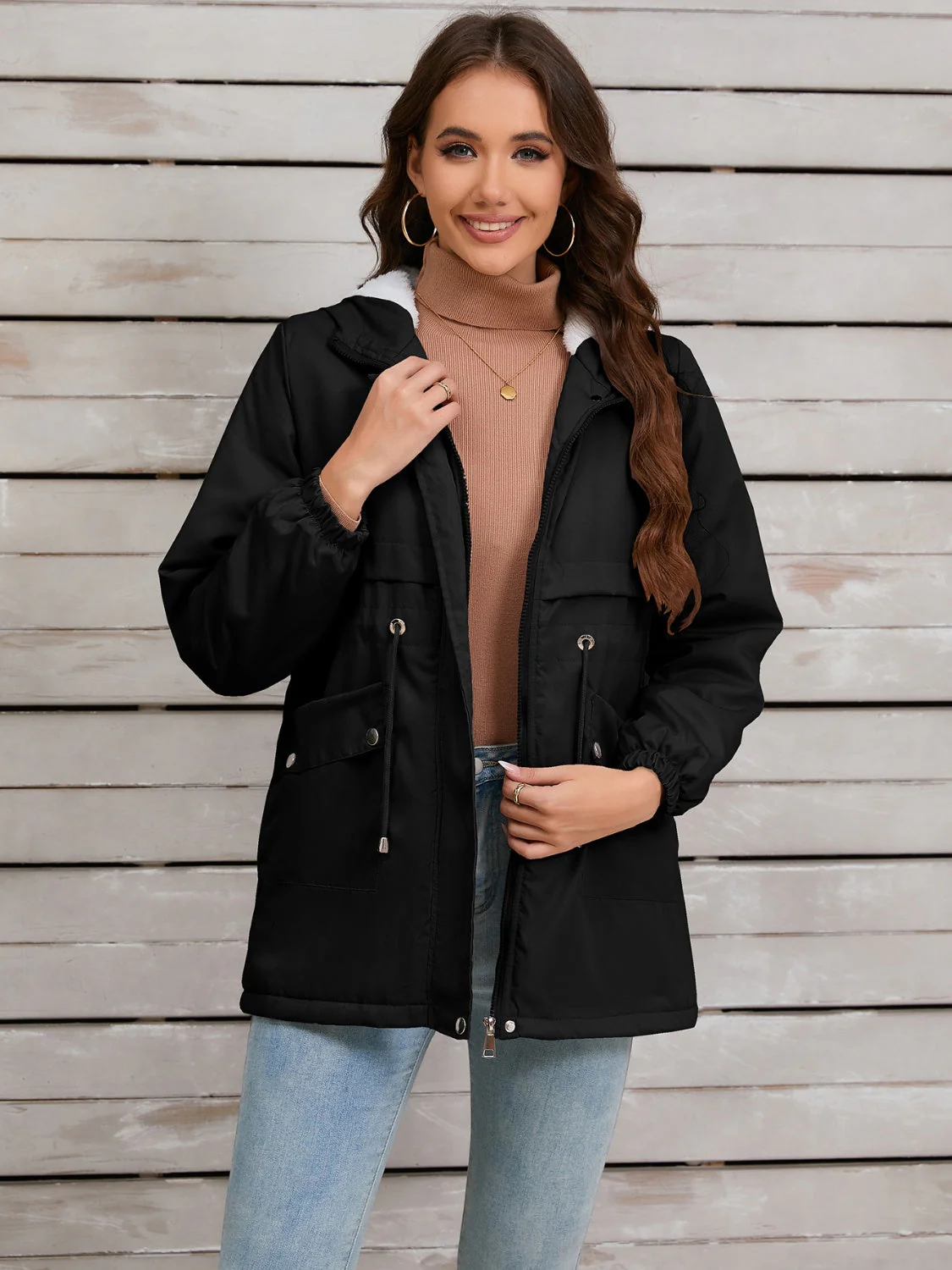 Stefanie | Hooded jacket with drawstring and long sleeves - Image 7