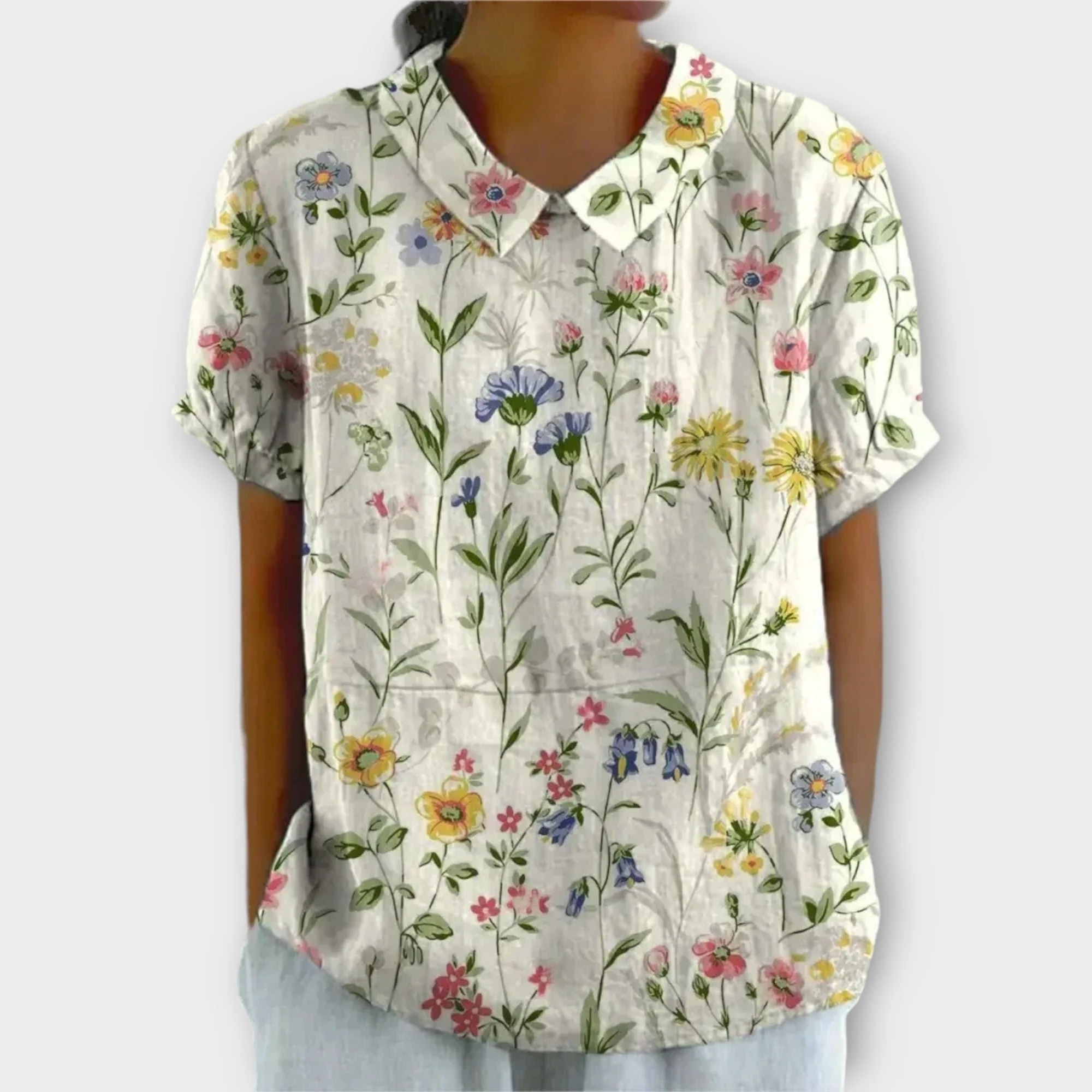 Stella® | Floral Cotton And Linen Blouse - Image 3